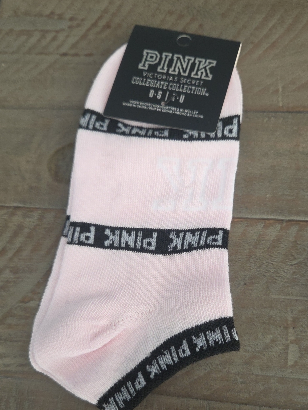 PINK Victoria's Secret Light Pink Low-Cut Athletic Socks with Black Trim